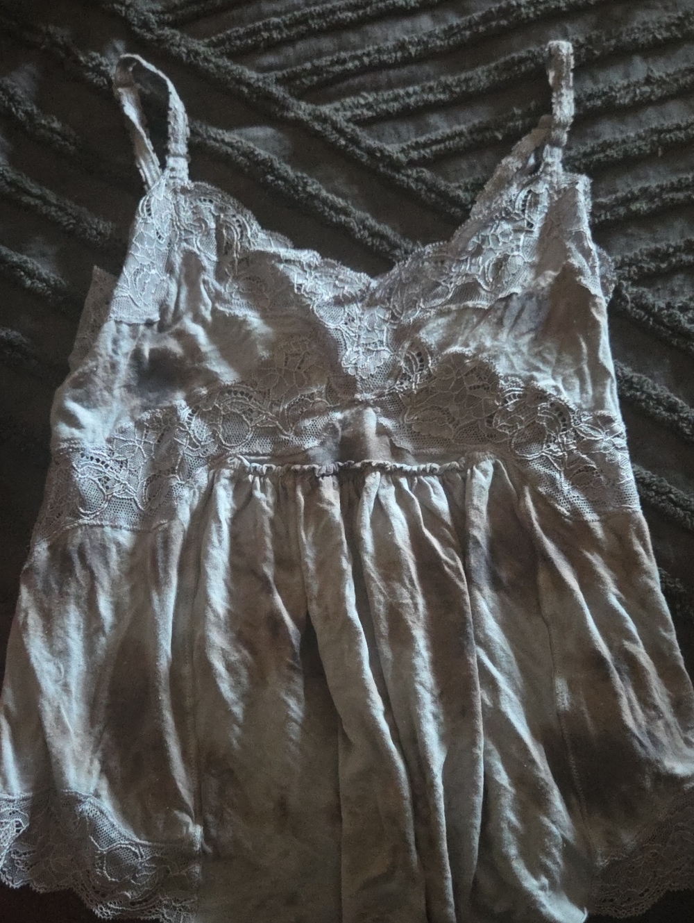 Free People Lace Trim Tank Top in Light Gray